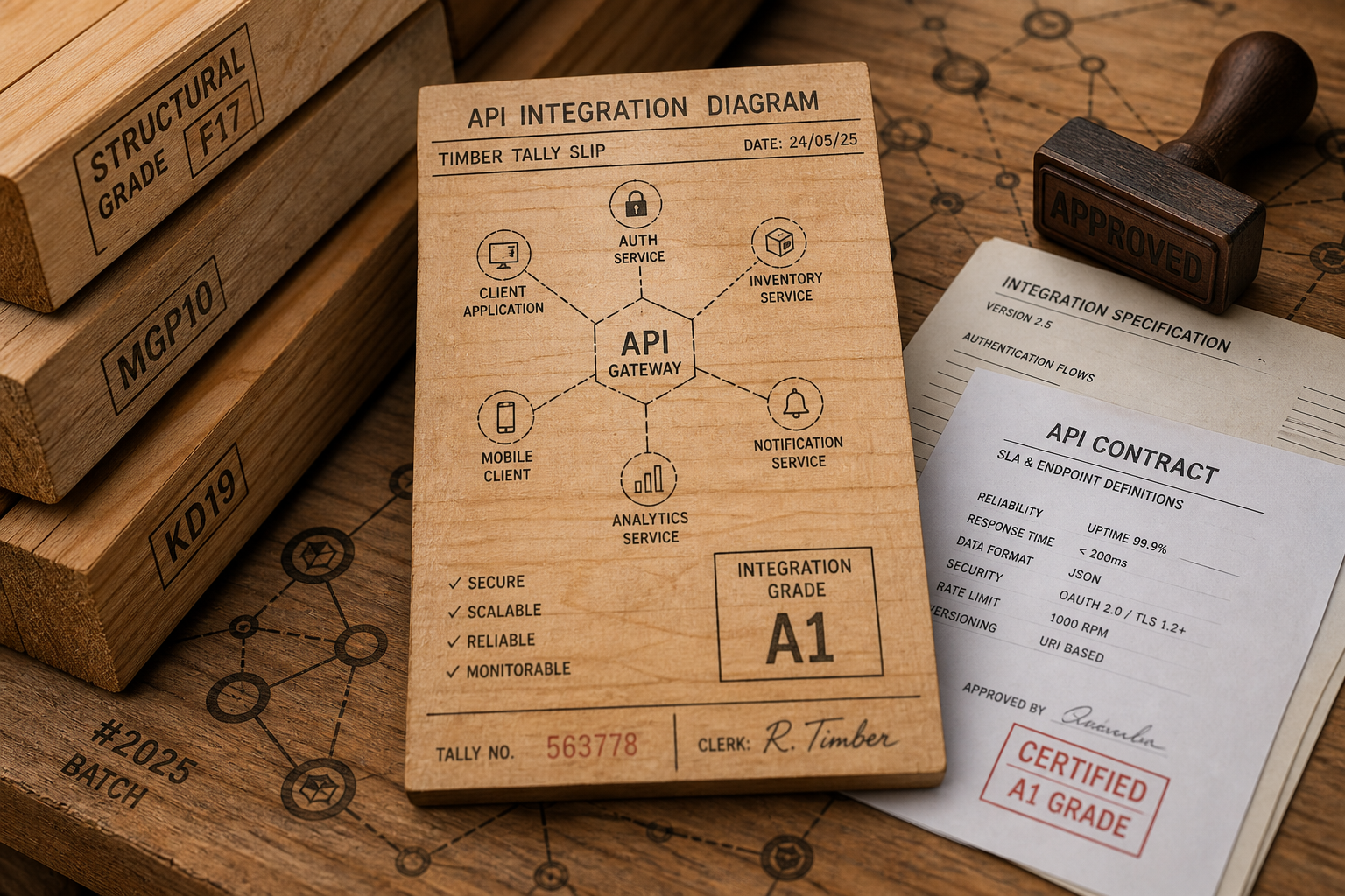 API integration tally on timber grading surface